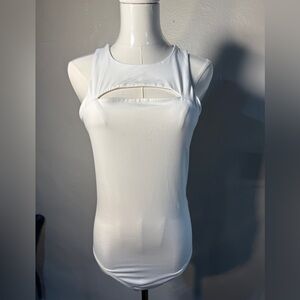 Express Body Contour White Cutout Bodysuit - Women’s Medium
